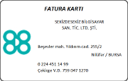 Fatura Kartı (Plastik)